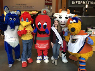 A group of Lehigh Valley mascots at PPL Center in Allentown, PA